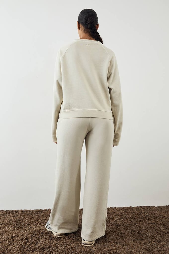 Dames DSGN Studio Premium Zwaargewicht Gewassen Rechte Pijp Jogger | Ecru | Maat: Large