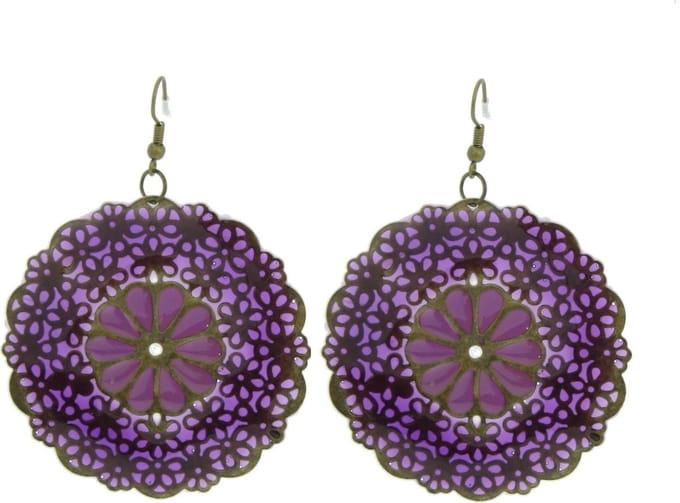 Behave - Oorbellen - Bruin - Vintage bloemen design