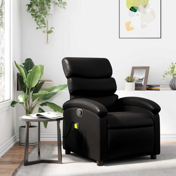 vidaXL - Massagestoel - van - zwart - kunstleer