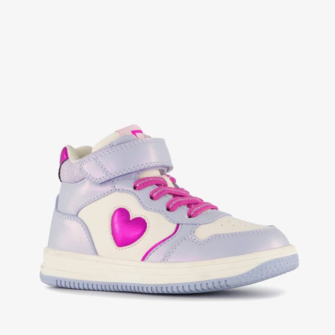 Blue Box hoge meisjes sneakers met hartje lila - Maat 24