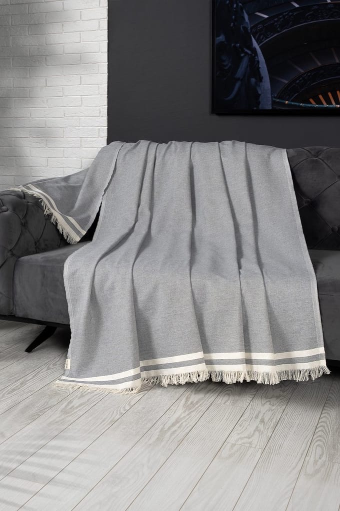 Asir - Bankhoes - Grijs - 85% katoen / 15% polyester - 45 x 30 x 4 cm