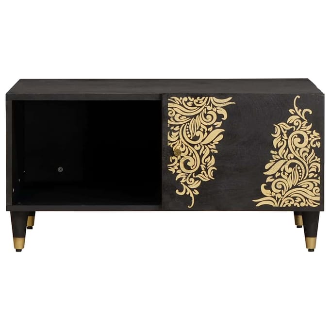 vidaXL - Salontafel - Zwart - 80 - x - 50 - x - 40 - cm - Massief - Mango - Hout