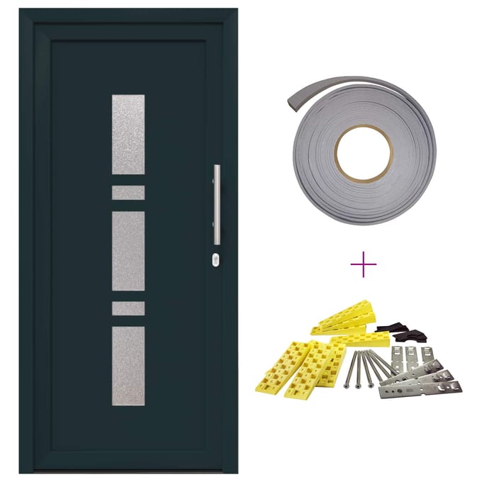 vidaXL - Voordeur - 98 - x - 200 - cm - PVC - Antraciet