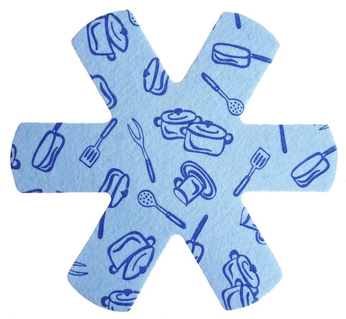 Papillon panbeschermer ster 38 cm pot en pans blauw -Set/3 stuks polyester