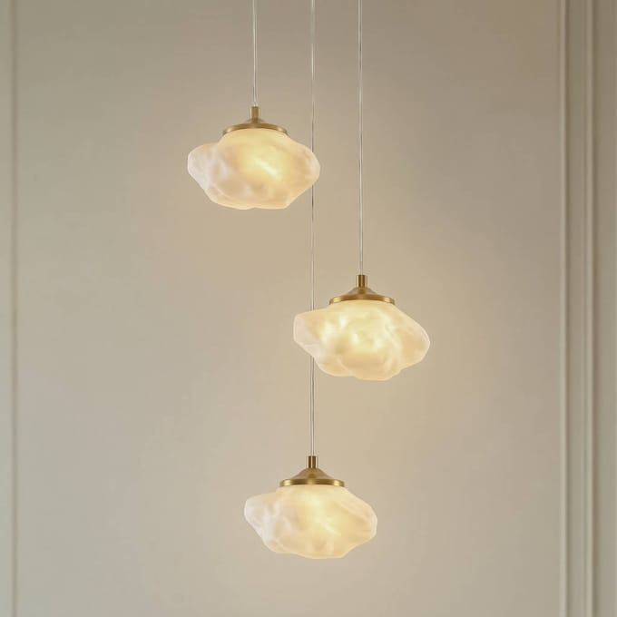 Lindby - hanglamp - 3lichts - Glas, ijzer - G9 - wit, messing