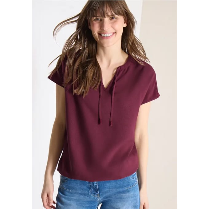 Blouse met korte mouwen en structuurmix