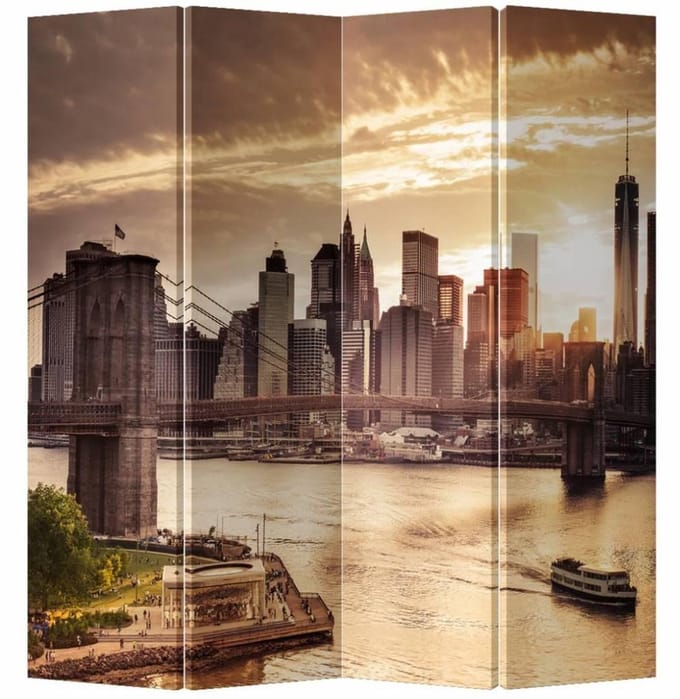 Fine Asianliving Kamerscherm Scheidingswand B160xH180cm 4 Panelen New York Brooklyn Bridge
