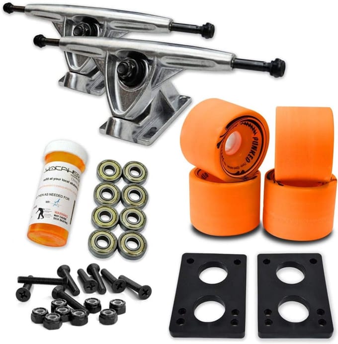 Longboard Skateboard Trucks Wielen Set Compleet met Lagers en Hardware