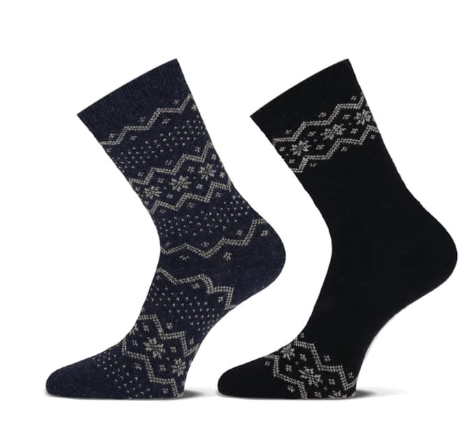 Damessok Teckel Wolmix Dessin 2 P | Blauw | Maat: 36/41