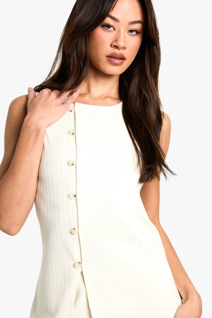 boohoo Dames Tall Cord Vest | Ivory | Maat: 8