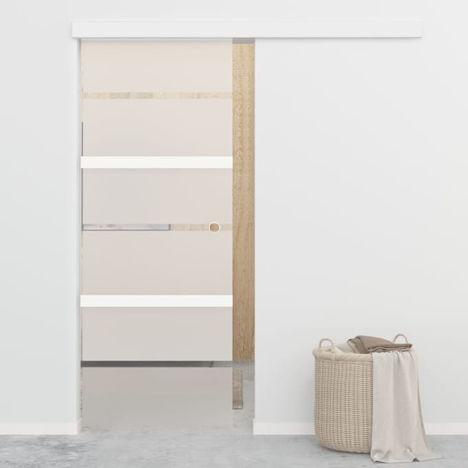 vidaXL - Schuifdeur - met - zachte - stops - 76x205 - cm - ESG-glas - en - aluminium
