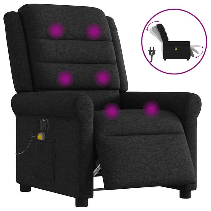 vidaXL - Massagestoel - elektrisch - verstelbaar - stof - zwart