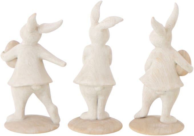 J-Line decoratie Konijn Ei - polyresin - beige - set van 3