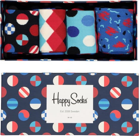 Happy Socks - Navy Gift Box in rood-wit-blauw - Unisex - Maat: 36 - 40