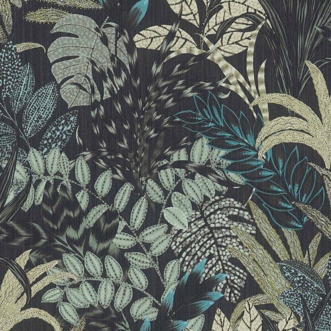 BLADEREN BEHANG | Botanisch - groen zwart - A.S. Création Metropolitan Stories 2