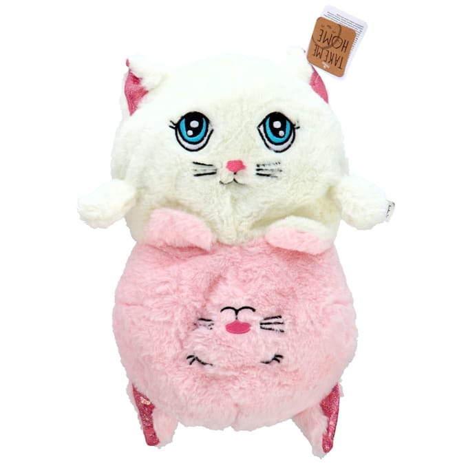 Pluche trendy omkeerbaar poes / hond 20 cm 2 assorti