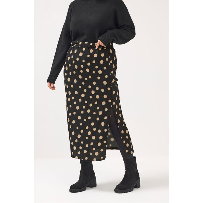 Yours Zwarte Rok Met Stippen Size 50-52