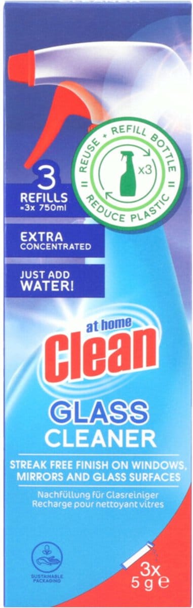 At Home - Glasreiniger Spray Navulling - 4 x 3 x 5 gr - Voordeelverpakking