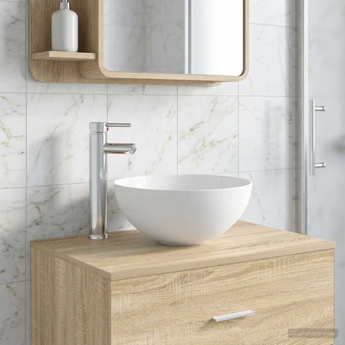 vidaXL - Badkamer - wastafel - met - kraan - en - afvoer - Chroom