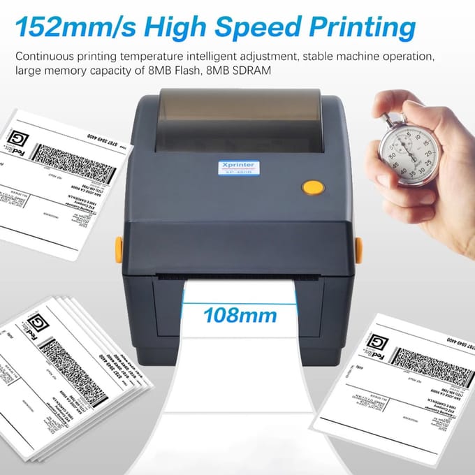 Xcruiser Xone 4 Label Printer USB Direct Labelling Machines Compatible with 4 x 6 Shipping Labels, eBay, Etsy, Shopify,bol.com, Amazon