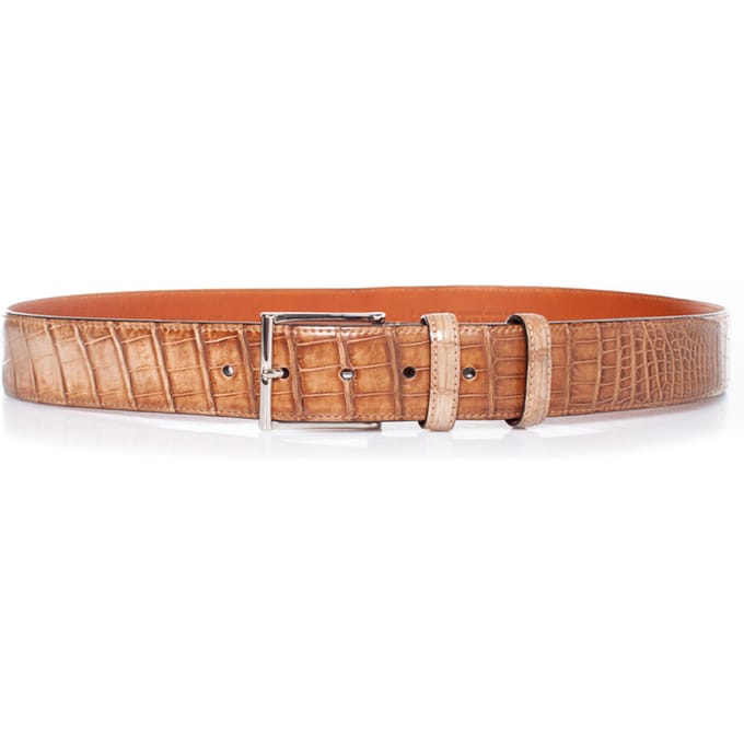 Santoni Alligator leren riem in bruin