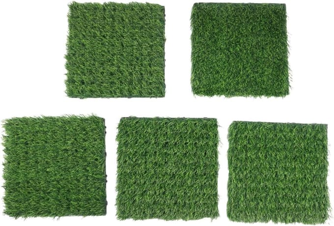 Kunstgrastegels - Kunstgrasmatten Groene tegels - Terras decoreren - Zelfdrenkend ontwerp - 30 x 30 cm - Groen