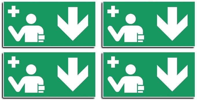 Eerste Hulp Stickers - Reddingsbord Combinatie - Veiligheid Markeren - DIN EN ISO 7010 - 75 x 150 mm