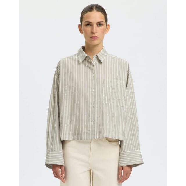 Oversized overhemdblouse van pure biologische katoen model 'Astha'