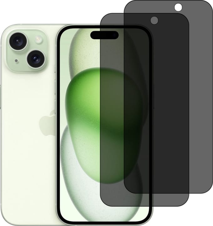 Privacy Screen protector Geschikt voor iPhone 15 Plus screenprotectors Privacy - 2 Stuks - Full screen protector tempered glass van gehard glas