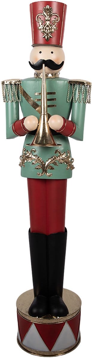Clayre & Eef Kerstdecoratie Beeld Notenkraker 33x27x121 cm Groen Metaal