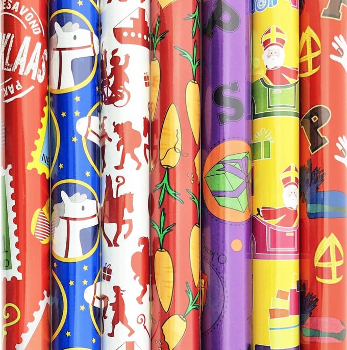 5 rollen Sinterklaas cadeaupapier / inpakpapier 300 x 70 cm