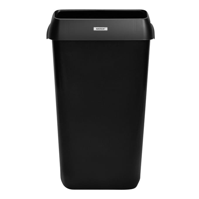 Afvalbak katrin open inworp 25 liter zwart | 2 stuks