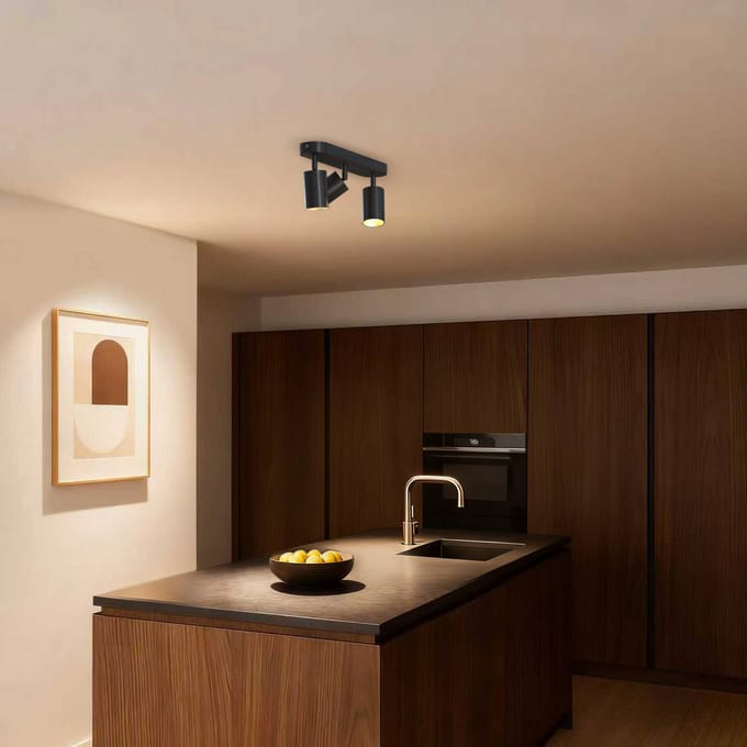 Calex Plafondlamp - 3-Lichts - Opbouwspot - Ovaal - Zwart - Goud