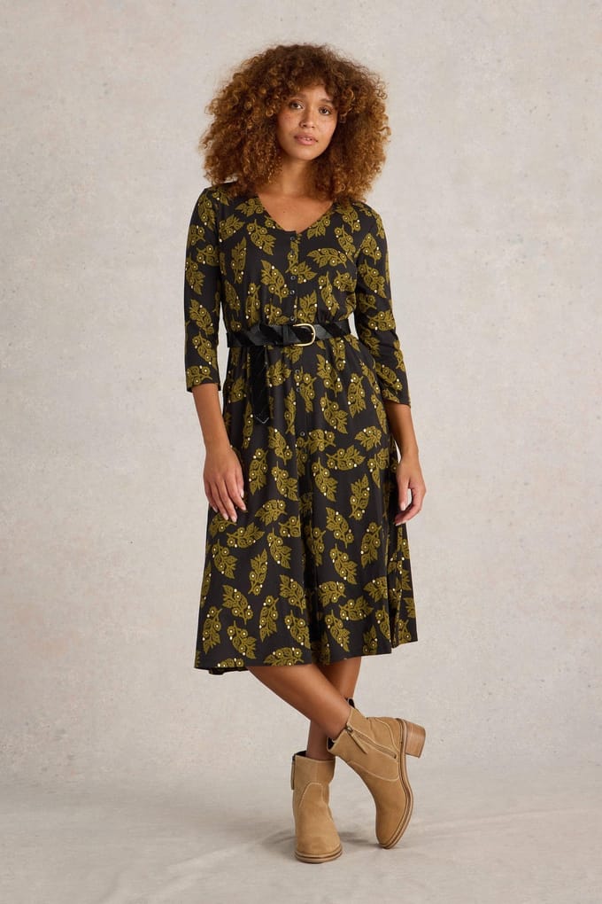 White Stuff Mia Jersey Dress Black Multi Taglia: 8 REGULAR | Abiti in T-Shirt Outlet | Donna | Nero
