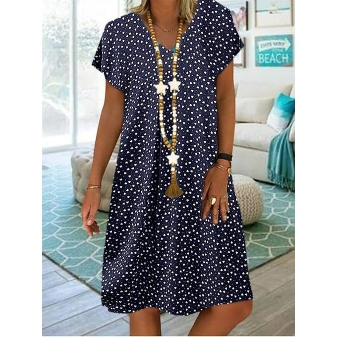 Robe d'été Vintage imprimée à pois, Sexy, col en v, élégante, manches courtes, mode décontractée, Mini robe florale M brown