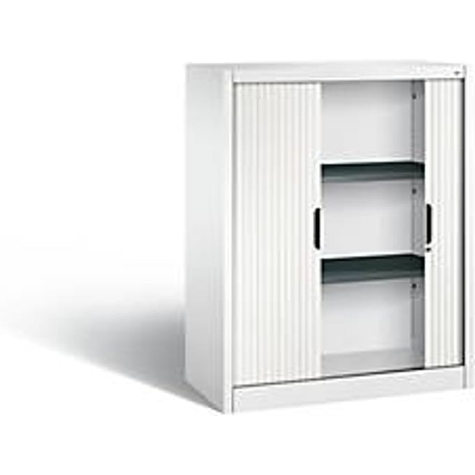 C + P Omnispace rolluikkast, 3 OH, afsluitbaar, B 1000 x D 420 x H 1230 mm, staal/kunststof, verkeerswit