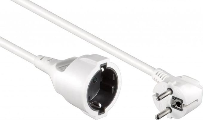 5m wit Verlengsnoer Verlengkabel Schuko-stekker Schuko-bus