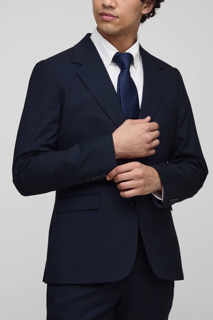 Slim Single Breasted Suit Jacket | Navy | Size 50