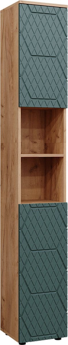 Vicco Irma Badkamermeubel – 30 x 192 cm Groen/gouden eik