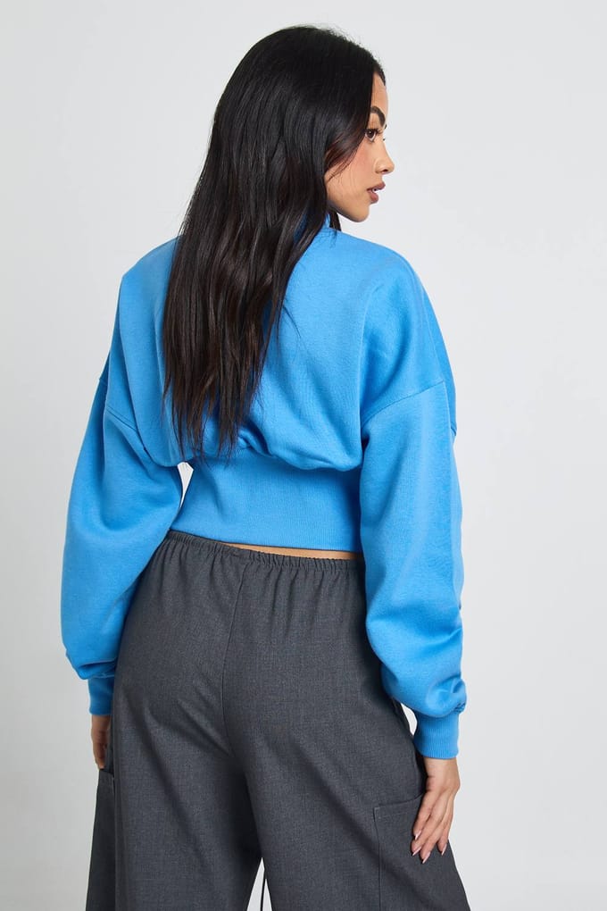boohoo Dames Trechter Hals Getailleerde Taille Doorlopende Rits | Blauw | Maat: Medium