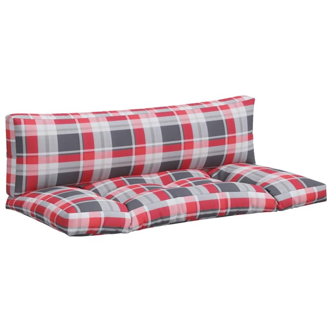 vidaXL - Palletkussens - 2 - st - ruitpatroon - stof - rood