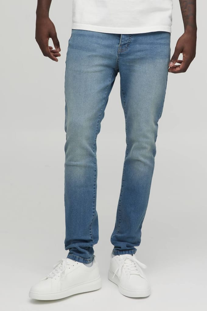 Essential Skinny Fit Stretch Washed Jeans | Antique Blue | Size 50S