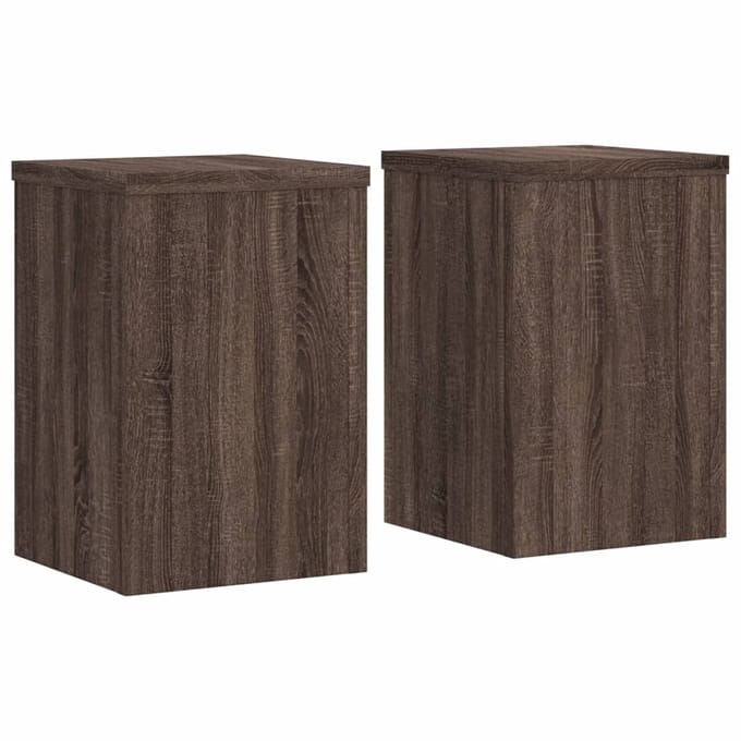 vidaXL - Plantenstandaards - 2 - st - 20x20x30 - cm - bewerkt - hout - bruin - eiken