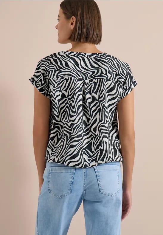 Blouse met gespleten hals en zebraprint