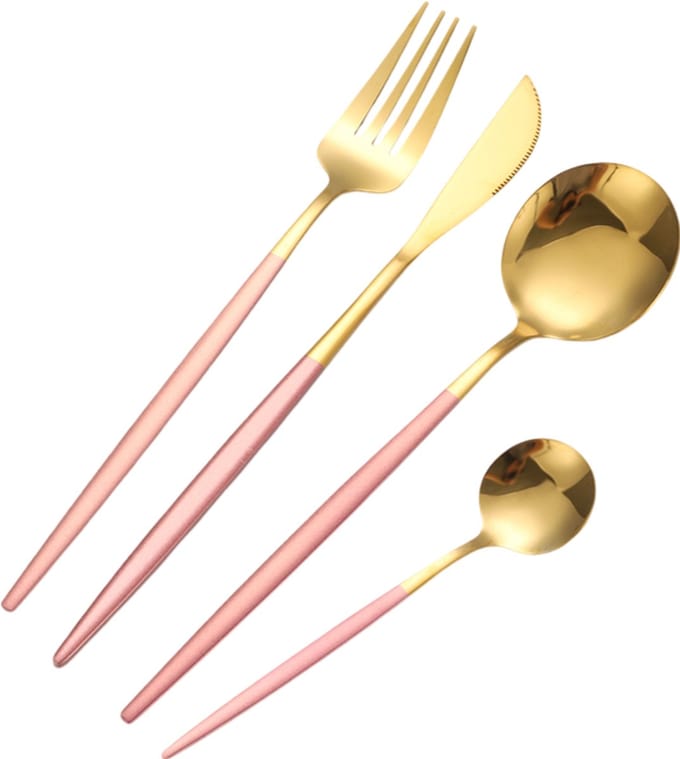Cheffinger Bestekset - 24-delig - Goud/Roze - Voor 6 Personen