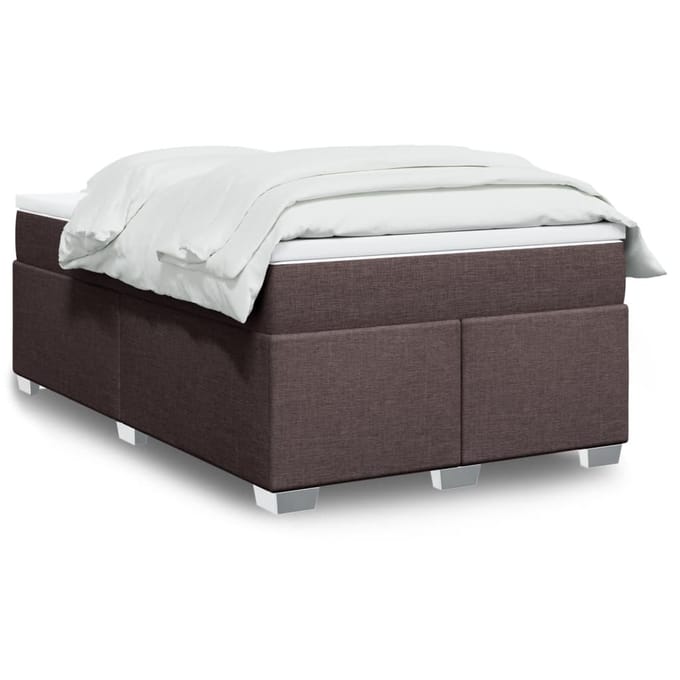 vidaXL - Boxspring - met - matras - stof - donkerbruin - 120x200 - cm