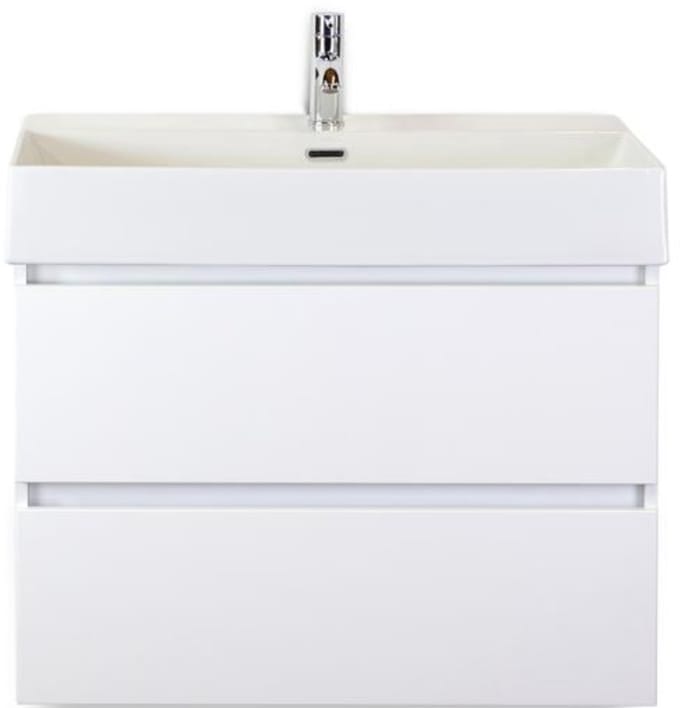 Maxx XL Badmeubelset 80 cm - Wit Hoogglans - Wastafel Kube 1 Kraangat