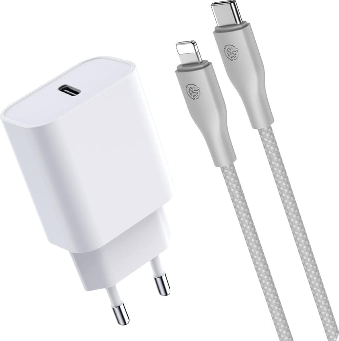 Usb-C Oplader Set geschikt voor iPhone Snellader - 1 Meter - 20w Fast Charge Lader met usb C Kabel