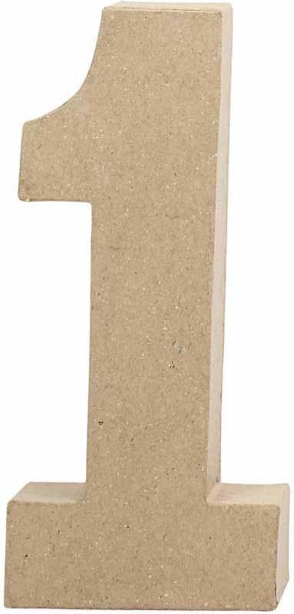 Cijfer, 1, H: 20,5 cm, B: 9,5 cm, dikte 2,5 cm, 1 stuk