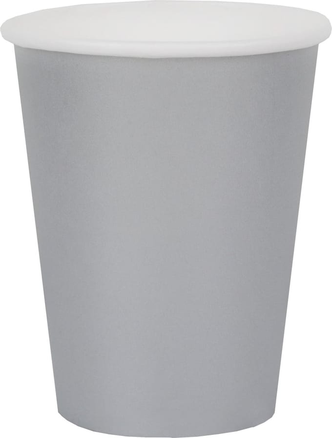 Santex feest/verjaardag bekertjes - 10x stuks - karton - zilver - 270 ml